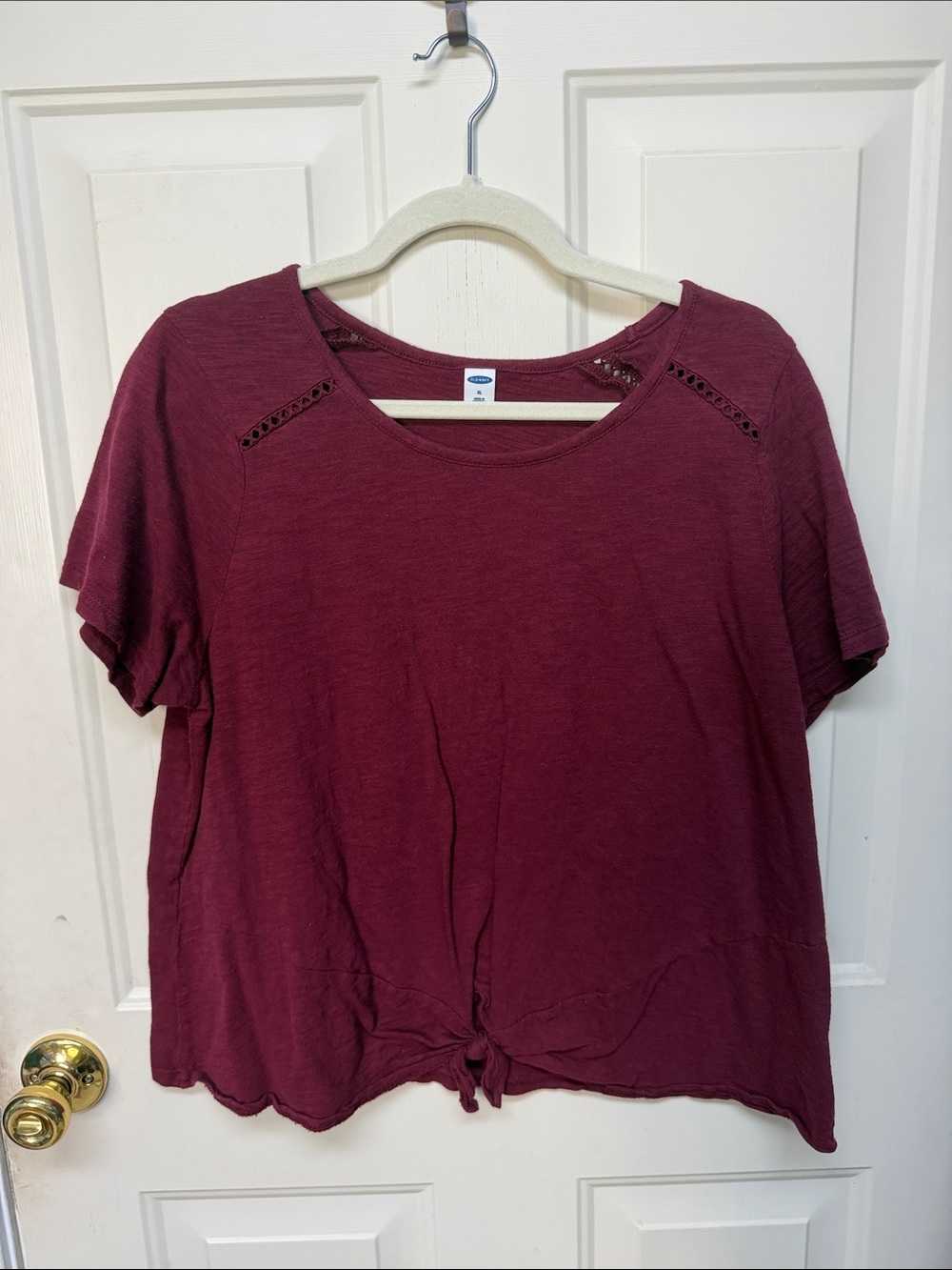 Old Navy Short-Sleeve Tie-Front Top - Burgundy